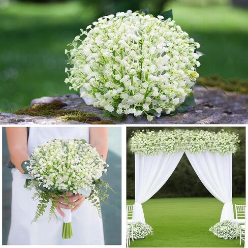 100 قطعة من زهور التنفس الاصطناعية للأطفال، زهور اصطناعية ذات ملمس حقيقي، مجموعة جيبسوفيلا وهمية لقطع مركزية الزفاف، ديكور حديقة المنزل والحفلات in Kuwait