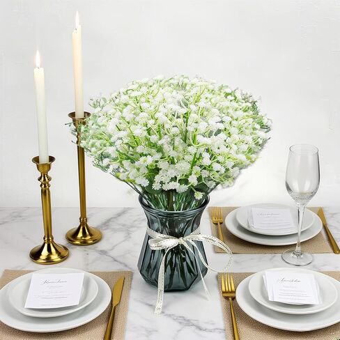 100 قطعة من زهور التنفس الاصطناعية للأطفال، زهور اصطناعية ذات ملمس حقيقي، مجموعة جيبسوفيلا وهمية لقطع مركزية الزفاف، ديكور حديقة المنزل والحفلات in Kuwait