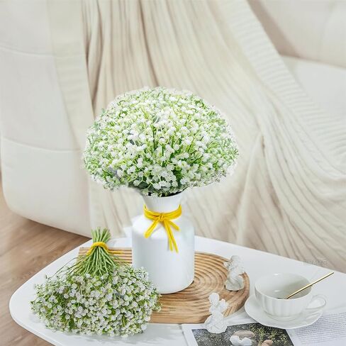 100 قطعة من زهور التنفس الاصطناعية للأطفال، زهور اصطناعية ذات ملمس حقيقي، مجموعة جيبسوفيلا وهمية لقطع مركزية الزفاف، ديكور حديقة المنزل والحفلات in Kuwait