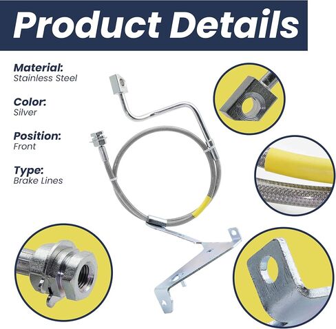 ASTROSYNC 2PCS Extended Stainless Steel Front Brake Lines Compatible with Ford F-250 F-350 Super Duty 2008-2016 4-6" Suspension Lift Replace 89710 in Kuwait