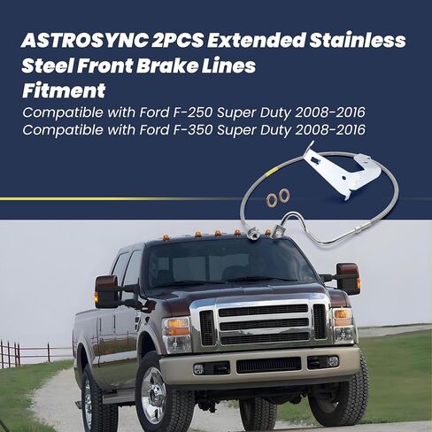 ASTROSYNC 2PCS Extended Stainless Steel Front Brake Lines Compatible with Ford F-250 F-350 Super Duty 2008-2016 4-6" Suspension Lift Replace 89710 in Kuwait