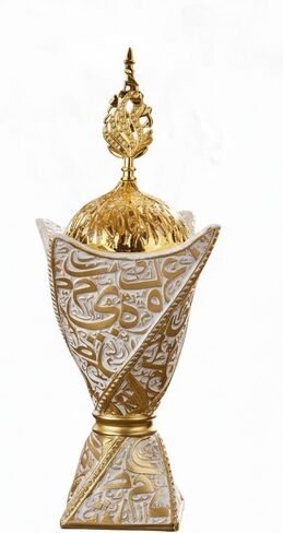 حامل مبخرة البخور من حجر الترافرتين المصنوع يدويًا - مبخرة من الحجر الطبيعي مع حشوة نحاسية لديكور المنزل والاسترخاء in Kuwait
