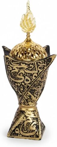 حامل مبخرة البخور من حجر الترافرتين المصنوع يدويًا - مبخرة من الحجر الطبيعي مع حشوة نحاسية لديكور المنزل والاسترخاء in Kuwait