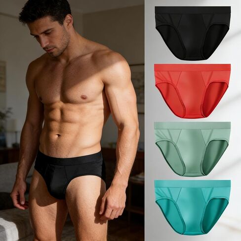 Men's Intense Briefs High Stretch Polyester Spandex Underwear Multi Color Compression Fit Workout Size L(Pack of 4) in Saudi Arabia