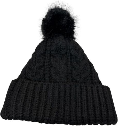 Victoria's Secret Cozy Cable-Knit Pom Beanie Shine Color Black Rhinestone Logo New in Saudi Arabia