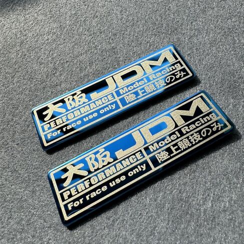 ملصق سيارة 2X لنموذج أداء JDM Osaka للسباق يستخدم فقط ملصق من الفولاذ المقاوم للصدأ شريط تزيين داخلي تلقائي لعجلة القيادة أزرق 70 × 20 مم in Kuwait