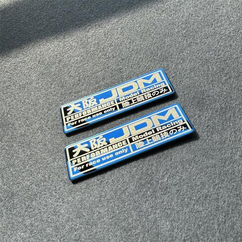 ملصق سيارة 2X لنموذج أداء JDM Osaka للسباق يستخدم فقط ملصق من الفولاذ المقاوم للصدأ شريط تزيين داخلي تلقائي لعجلة القيادة أزرق 70 × 20 مم in Kuwait