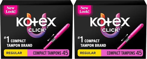 U by Kotex Click Compact Tampons, Regular Absorbency, Unscented, 128 Count (8 Packs of 16) (Packaging May Vary) in Kuwait