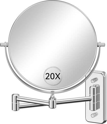 Auxmir 1X/30X Wall Mounted Makeup Mirror, 30X Magnifying Double-Sided Mirror with Tweezers, Bathroom Vanity Makeup Mirror, Cosmetic Mirror with 360 Rotation Extendable Swivel Arm, Nickel in Kuwait
