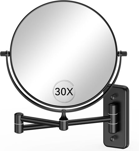 Auxmir 1X/30X Wall Mounted Makeup Mirror, 30X Magnifying Double-Sided Mirror with Tweezers, Bathroom Vanity Makeup Mirror, Cosmetic Mirror with 360 Rotation Extendable Swivel Arm, Nickel in Saudi Arabia