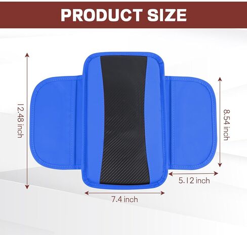 Car Center Console Cover, 12.48"×7.4" Carbon Fiber Leather Auto Armrest Cover, Vehicle Armrest Cushion Pad with Storage Pocket, Universal Arm Rest Protector Car Accessories (Blue) in Saudi Arabia