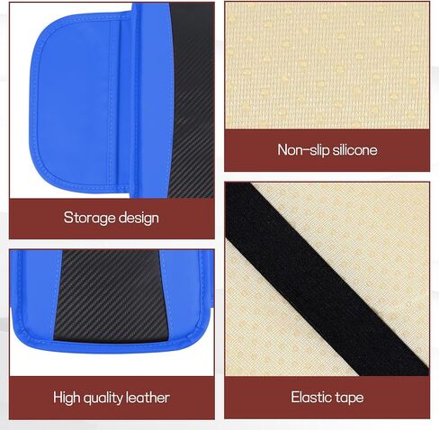 Car Center Console Cover, 12.48"×7.4" Carbon Fiber Leather Auto Armrest Cover, Vehicle Armrest Cushion Pad with Storage Pocket, Universal Arm Rest Protector Car Accessories (Blue) in Saudi Arabia