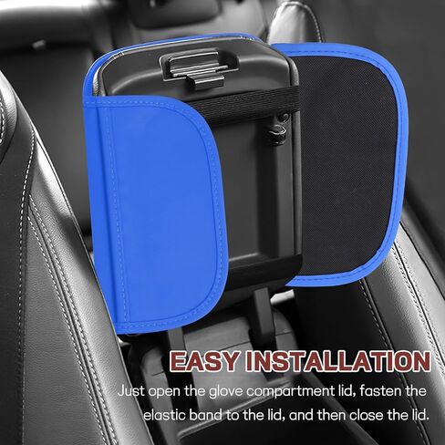 Car Center Console Cover, 12.48"×7.4" Carbon Fiber Leather Auto Armrest Cover, Vehicle Armrest Cushion Pad with Storage Pocket, Universal Arm Rest Protector Car Accessories (Blue) in Saudi Arabia