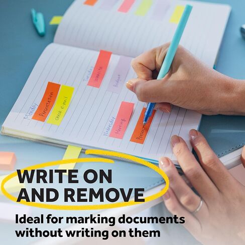 Post-it Page Markers, Assorted Colors, 0.5 in x 1.75 in (12.7 mm x 44.4 mm), 3 Pack (15 Pads, 750 Markers), Writable Repositionable Flags for Books, Notes & Filing, 100% PEFC in Saudi Arabia