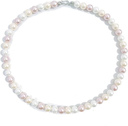 Pearl Choker Necklace for Women Pearl Beaded Necklace Colorful Pearl Necklace Pink Pearl Necklace Wedding Prom Pearl Necklace for Women in Saudi Arabia