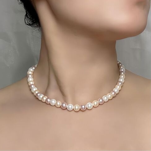 Pearl Choker Necklace for Women Pearl Beaded Necklace Colorful Pearl Necklace Pink Pearl Necklace Wedding Prom Pearl Necklace for Women in Saudi Arabia