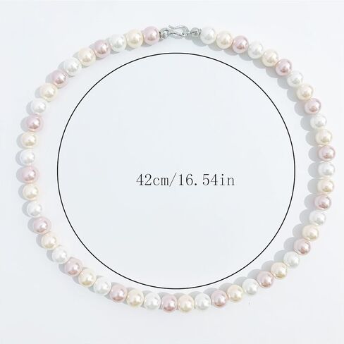 Pearl Choker Necklace for Women Pearl Beaded Necklace Colorful Pearl Necklace Pink Pearl Necklace Wedding Prom Pearl Necklace for Women in Saudi Arabia