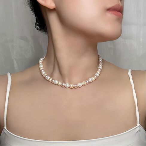Pearl Choker Necklace for Women Pearl Beaded Necklace Colorful Pearl Necklace Pink Pearl Necklace Wedding Prom Pearl Necklace for Women in Saudi Arabia