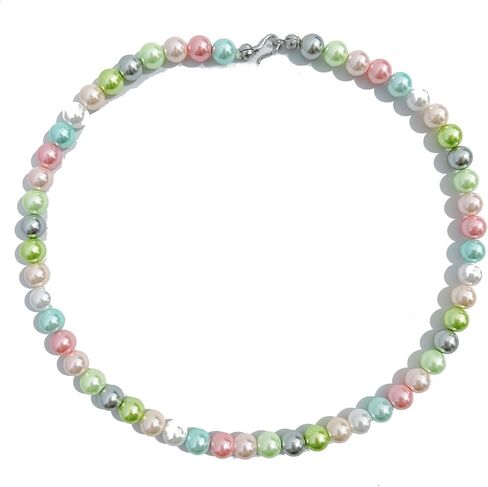 Pearl Choker Necklace for Women Pearl Beaded Necklace Colorful Pearl Necklace Pink Pearl Necklace Wedding Prom Pearl Necklace for Women in Kuwait