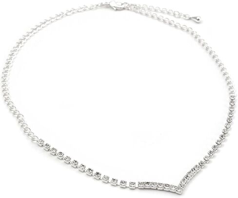 Topwholesalejewel فضة كريستال حجر الراين 1 خط مع مركز الشكل V المختنق in Saudi Arabia