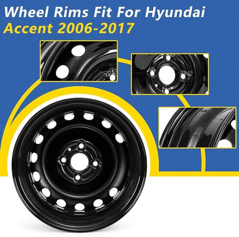 حافة عجلة فولاذية سوداء مقاس 14 × 5.5 بوصة لسيارة Hyundai Accent 2006-2017، حافة عجلة مباشرة مقاس 14 بوصة (1) in Kuwait