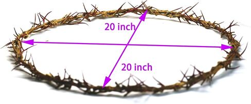 تاج الشوك بقطر 20 بوصة تاج يسوع بلاستيكي كبير الحجم لون ذهبي لديكور عيد الفصح ويوم العاطفة وديكور الكنيسة in Kuwait