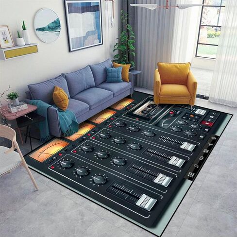 Vector Portable Recording Studio Template with Icons Area Rugs Floor Mat Non Slip Throw Rugs Soft Door Mat Nursery Carpet for Living Room Home Indoor Outdoor Runner Rugs Yoga Mat in Saudi Arabia