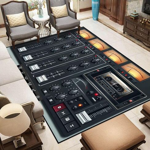 Vector Portable Recording Studio Template with Icons Area Rugs Floor Mat Non Slip Throw Rugs Soft Door Mat Nursery Carpet for Living Room Home Indoor Outdoor Runner Rugs Yoga Mat in Saudi Arabia