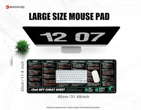 لوحة ماوس اختصارات الأوامر للدردشةGPT-80x30x0.2 سم ورقة غش كبيرة ممتدة لوحة ماوس كمبيوتر مكتبي لوحة مفاتيح لوحة مفاتيح ماوس حافة مخيطة غير قابلة للانزلاق 0447 in Kuwait