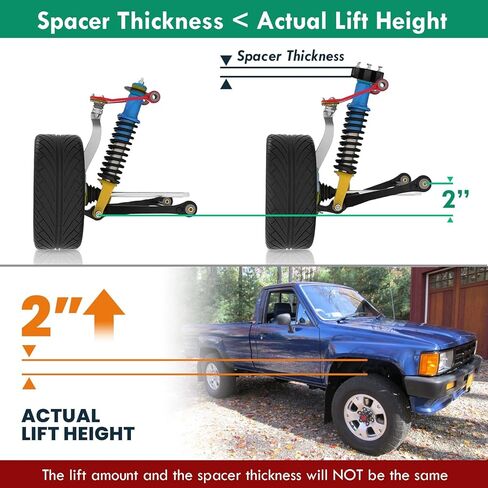 AJP Distributors 2" Front Strut Spacer Leveling Lift Kit Suspension Black Compatible/Replacement For T100 Pickup IFS 4WD 1986 1987 1988 1989 1990 1991 1992 1993 1994 1995 86 87 88 89 90 91 92 93 94 95 in Saudi Arabia