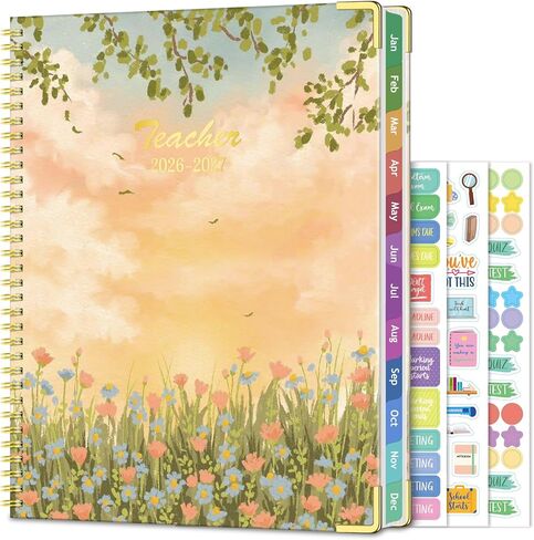 مخطط المعلم 2026-2027 العام الدراسي، يوليو 2026 - يونيو 2027، كتاب مخطط الدروس 8.5 بوصة × 11 بوصة للمعلمين، ومخططي المعلمين مع علامات تبويب شهرية ملونة لتنظيم المدرسة المنزلية والفصول الدراسية - شجرة in Kuwait