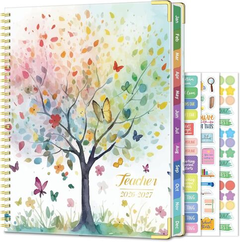 Teacher Planner 2026-2027 Academic Year, Jul.2026 - Jun.2027, 8.5" x 11" Lesson Planner Book for Teachers, Teacher Planners with Colorful Monthly Tabs for Homeschool & Classroom Organization - Tree in Saudi Arabia