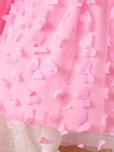 Long Sleeve Pink Tutu Dress for Toddler, Butterfly Bowknot Princess Tulle Dress for Girl Birthday Party 1-8Y in Saudi Arabia