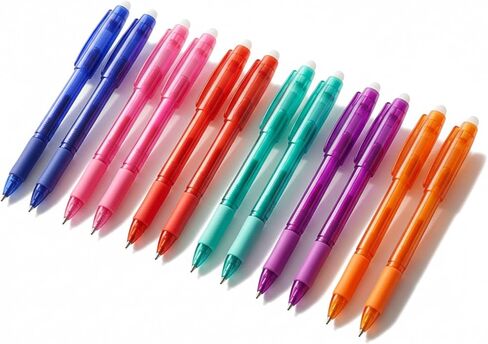 Volcanics Erasable Gel Pens, 0.7mm Fine Point Gel Erasable Ink Pens - Compatible with Rocketbook, 12 Pack, Smooth Writing Pens Pencil-Like Precision for for Office, Journaling, Note Taking & Planning in Kuwait