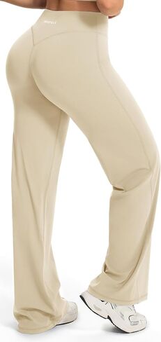 JOYSPELS Straight Leggings Bottoms Wide Leg Pants for Women 31.5"/34"/36.5" High Waist Stretch Casual Yoga Pants Workout in Saudi Arabia