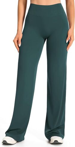 JOYSPELS Straight Leggings Bottoms Wide Leg Pants for Women 31.5"/34"/36.5" High Waist Stretch Casual Yoga Pants Workout in Saudi Arabia