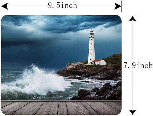 IBILIU Mouse Pad Coastal,Ocean Wave Shore Lighthouse Wood Pier Rectangle Mousepad Non-Slip Rubber Base Computer Mouse Pad for Laptop, Office, Home - 9.5 X 7.9 Inch in Kuwait