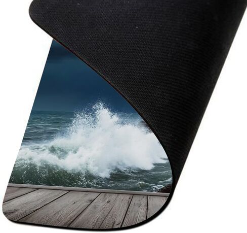 IBILIU Mouse Pad Coastal,Ocean Wave Shore Lighthouse Wood Pier Rectangle Mousepad Non-Slip Rubber Base Computer Mouse Pad for Laptop, Office, Home - 9.5 X 7.9 Inch in Kuwait