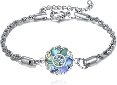 Lotus Bracelets Sterling Silver Lotus Om Bracelet Flower Jewelry Gifts for Women in Saudi Arabia