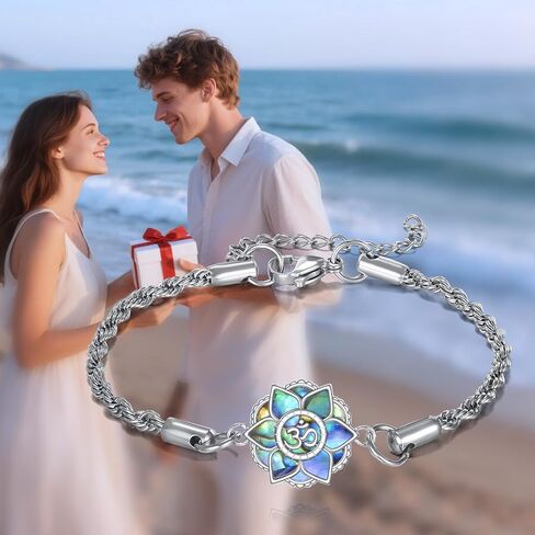 Lotus Bracelets Sterling Silver Lotus Om Bracelet Flower Jewelry Gifts for Women in Saudi Arabia