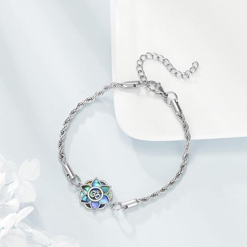Lotus Bracelets Sterling Silver Lotus Om Bracelet Flower Jewelry Gifts for Women in Saudi Arabia