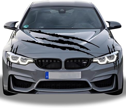 1 Full Set Monster Claw Sticker for Car Hood Decal 1 Set, Car Decals Claw Mark Stickers to Cover Hood Headlights Scratches, Modified Cars/Vans/SUVs/Trucks, Motorbike, Truck Decal Decoration(Black) in Saudi Arabia