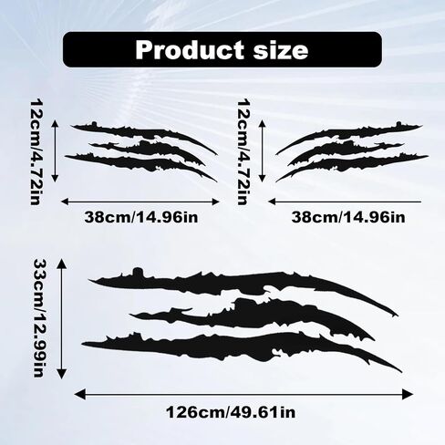 1 Full Set Monster Claw Sticker for Car Hood Decal 1 Set, Car Decals Claw Mark Stickers to Cover Hood Headlights Scratches, Modified Cars/Vans/SUVs/Trucks, Motorbike, Truck Decal Decoration(Black) in Saudi Arabia
