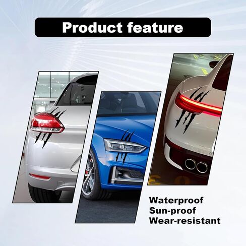 1 Full Set Monster Claw Sticker for Car Hood Decal 1 Set, Car Decals Claw Mark Stickers to Cover Hood Headlights Scratches, Modified Cars/Vans/SUVs/Trucks, Motorbike, Truck Decal Decoration(Black) in Saudi Arabia