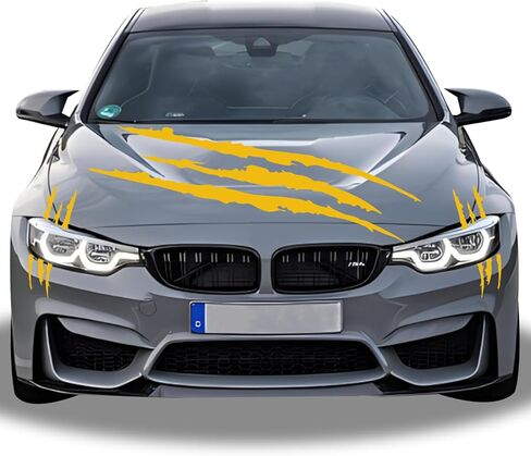 1 Full Set Monster Claw Sticker for Car Hood Decal 1 Set, Car Decals Claw Mark Stickers to Cover Hood Headlights Scratches, Modified Cars/Vans/SUVs/Trucks, Motorbike, Truck Decal Decoration(Black) in Saudi Arabia