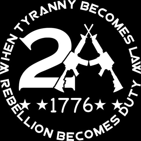 AG - When Tyranny Becomes Law Rebellion Becomes Duty 2nd Amendment 1776 Gun Rights Decal Sticker Patriotic Stickers for Car Truck SUV Windows Laptop 5.5 in White in Kuwait