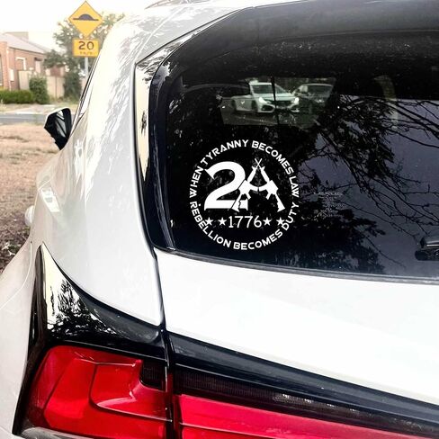 AG - When Tyranny Becomes Law Rebellion Becomes Duty 2nd Amendment 1776 Gun Rights Decal Sticker Patriotic Stickers for Car Truck SUV Windows Laptop 5.5 in White in Kuwait