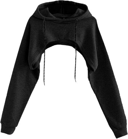 Remidoo Women Super Crop Top Pullover Sweatshirt Long Sleeve Drawstring Hoodie in Saudi Arabia