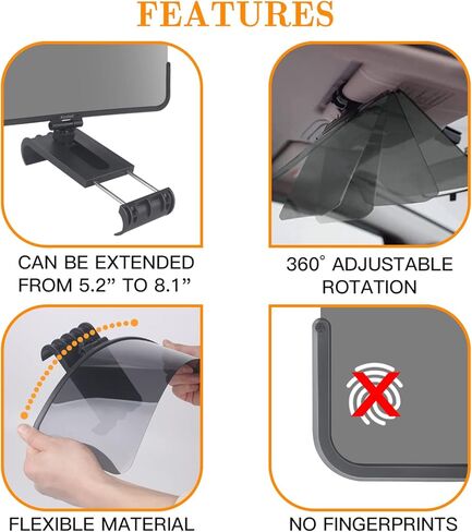 موسع واقي الشمس للسيارة، وصلة حاجب السيارة المستقطبة المضادة للوهج مع عدسة كتلة للأشعة فوق البنفسجية، مانع عالمي للشمس قابل للتعديل، يحمي من وهج الشمس والعمى الثلجي لسيارات الدفع الرباعي والشاحنات وسيدان in Kuwait