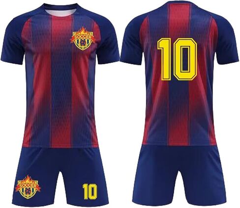 Ryina Kids Soccer Jersey Athletic Sports Shirt with Short Set Breathable Lightweight Training Uniform, Soccer fans gifts in Saudi Arabia